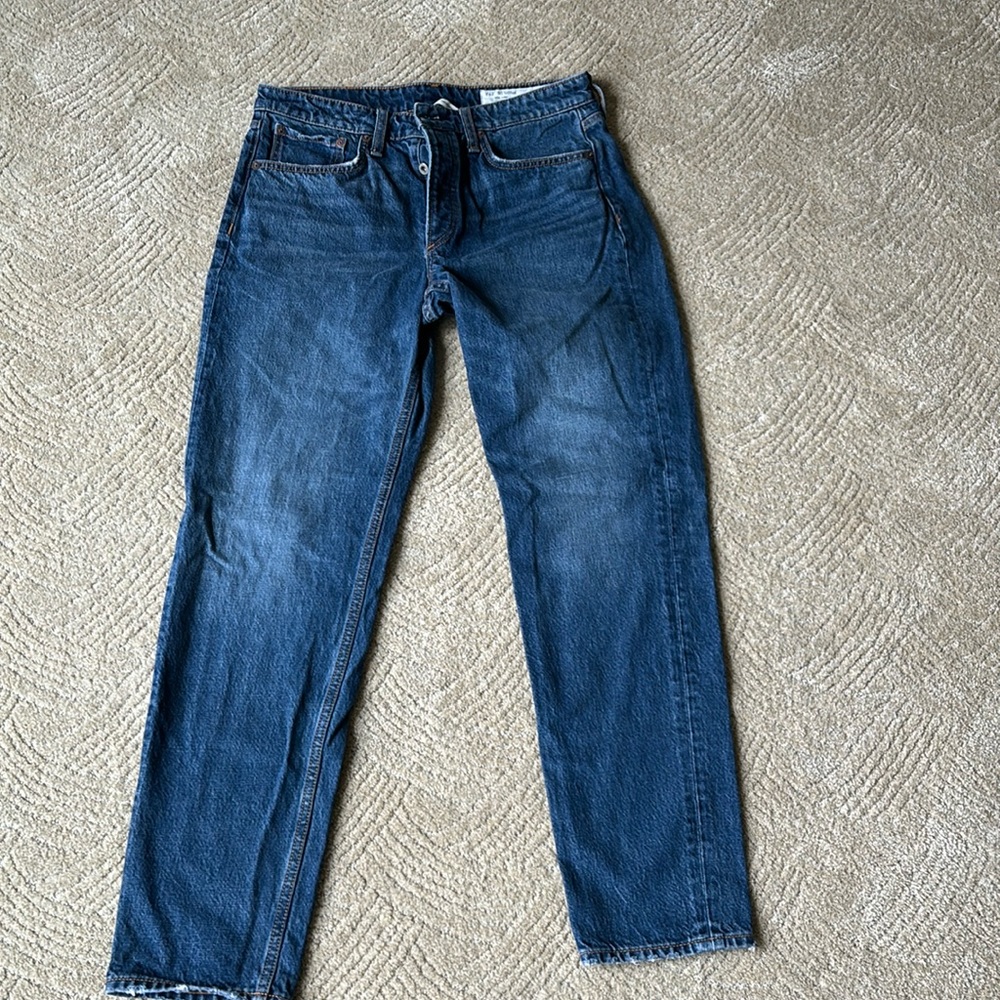 Rag & Bone Women’s Rosa Mid-Rise Boyfriend Clover Denim Jeans Medium Wash Button